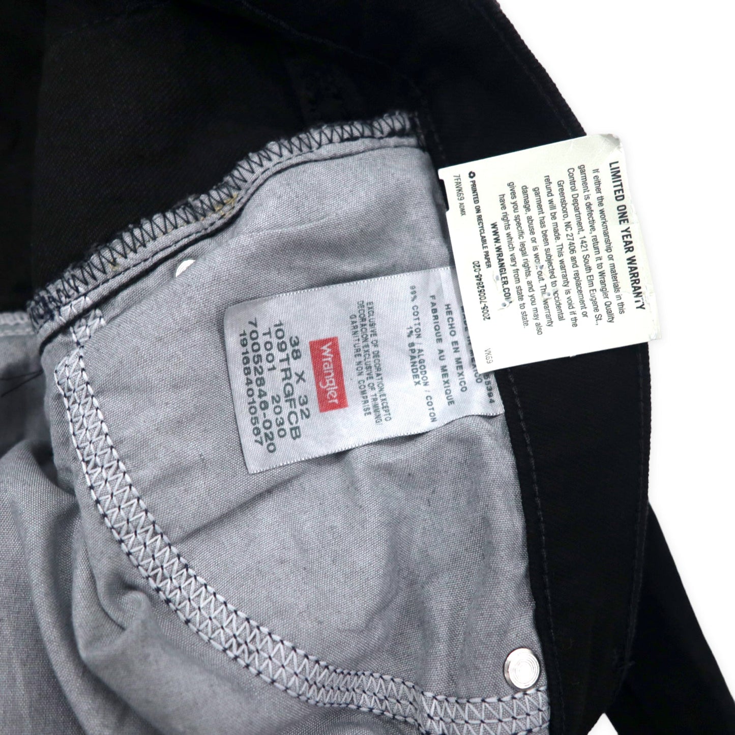 Wrangler ブラック デニムパンツ 38 レギュラーフィット メキシコ製 未使用品
