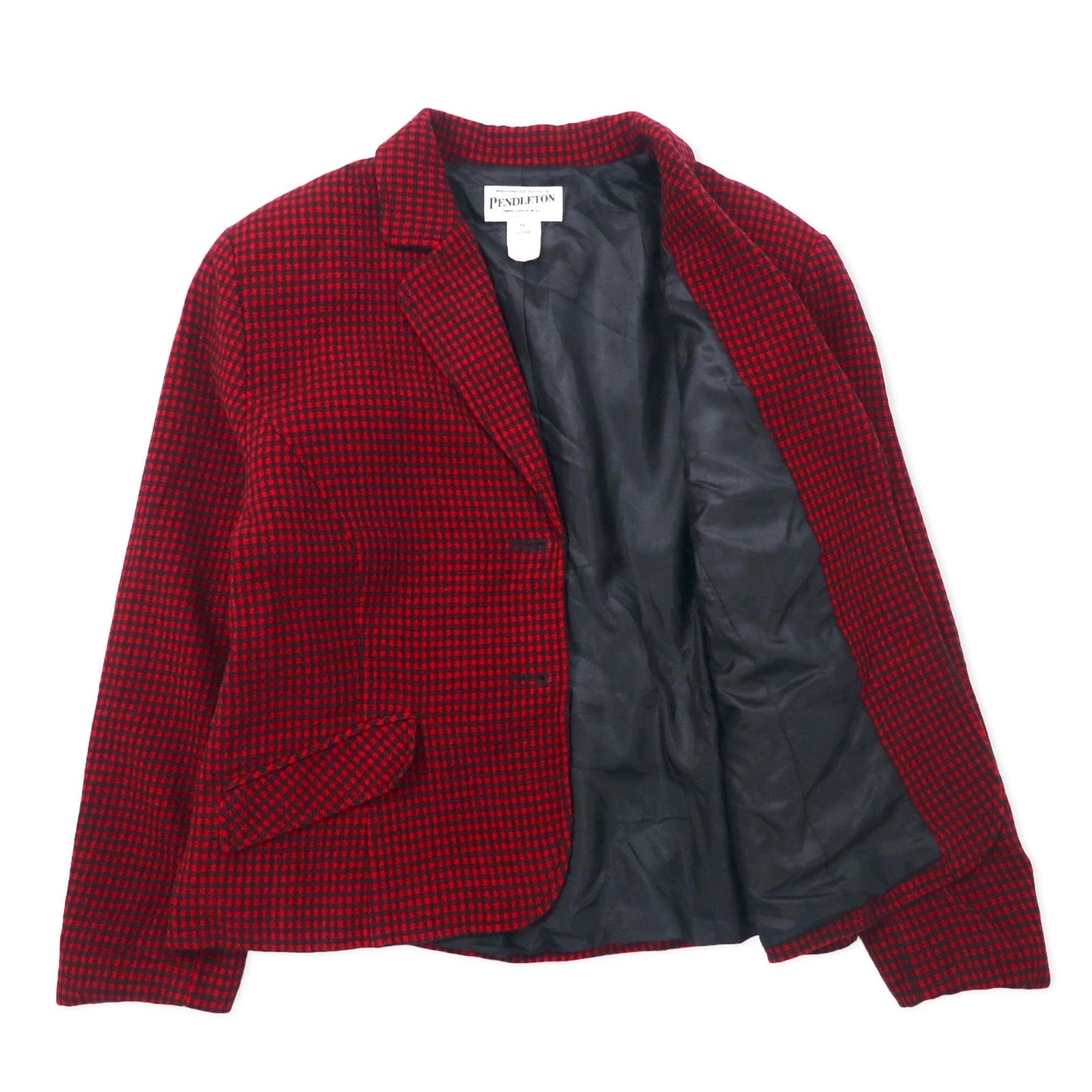 PENDLETON USA製 90年代 2B テーラードジャケット 12 レッド ガンクラブチェック ウール