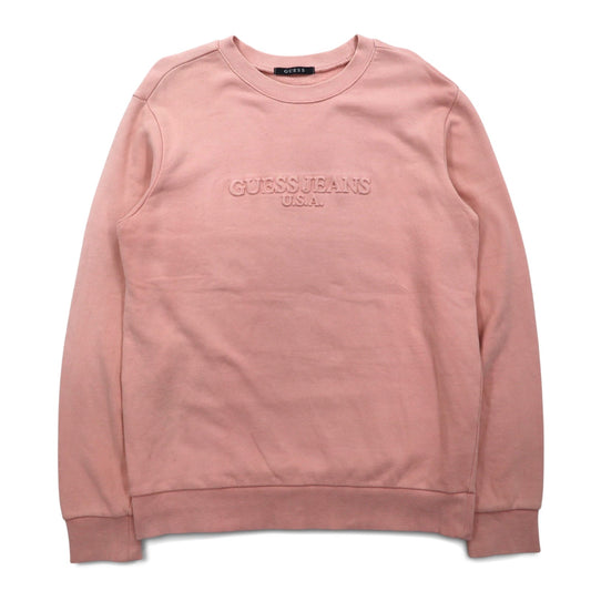 GUESS JEANS U.S.A. エンボスロゴ クルーネック スウェット M ピンク コットン