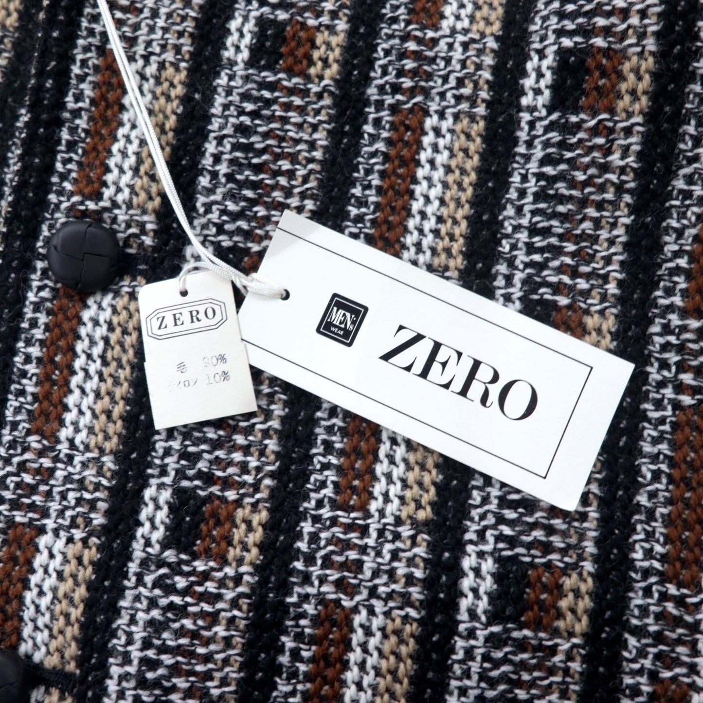 ZERO ブランケットニット テーラードジャケット M マルチカラー グレンチェック 総柄 ウール 日本製 未使用品