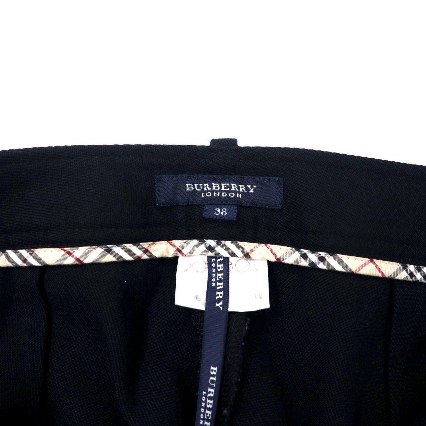 BURBERRY ブーツカット スラックスパンツ 38 ブラック ウール センタープレス