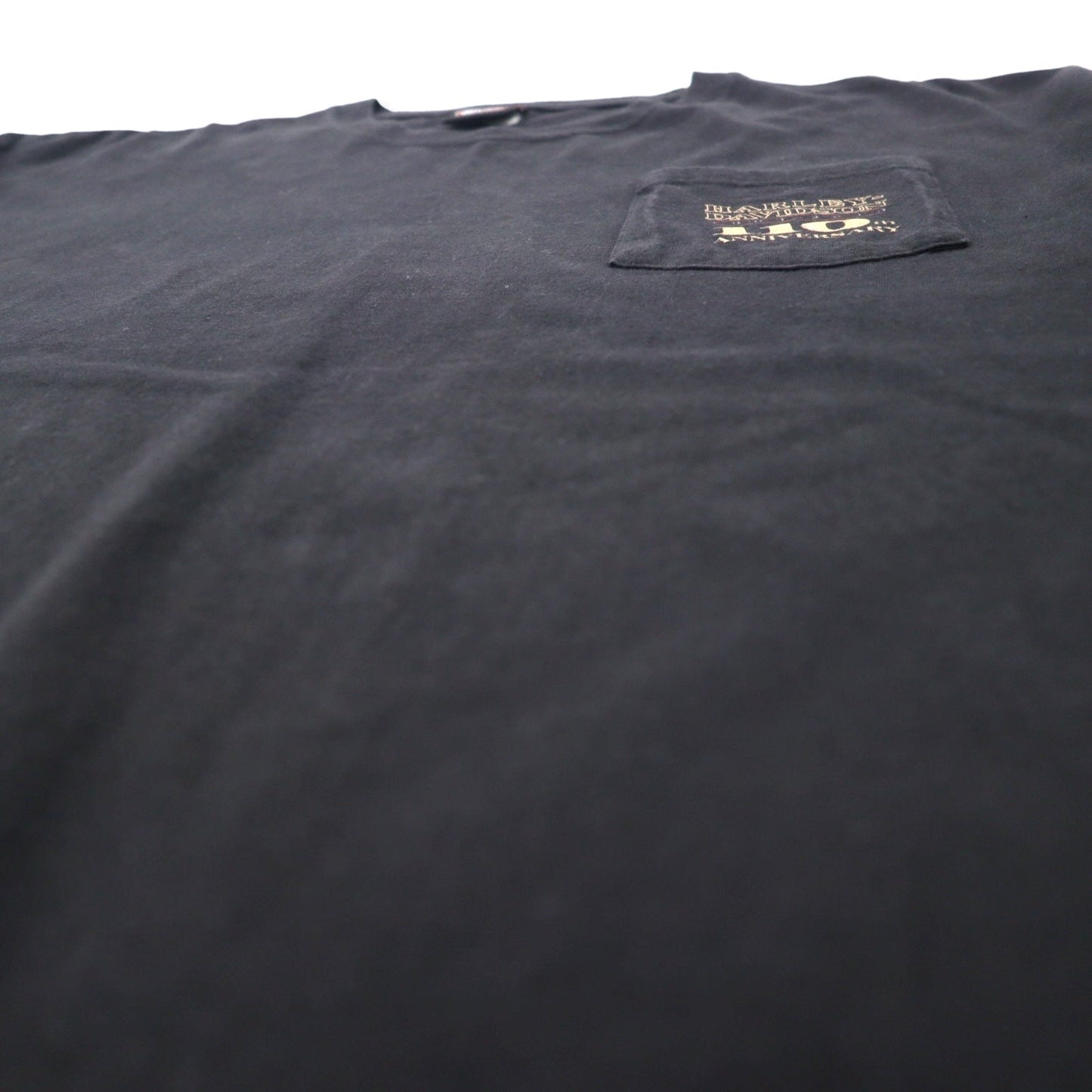 HARLEY DAVIDSON ロゴプリント Tシャツ ポケT XL ブラック コットン HANES BEEFY-T 110th ANNIVERSARY ビッグサイズ