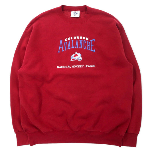 Lee SPORT USA製 90年代 NHL 刺繍 スウェット XL レッド コットン COLORADO AVALANCHE ビッグサイズ