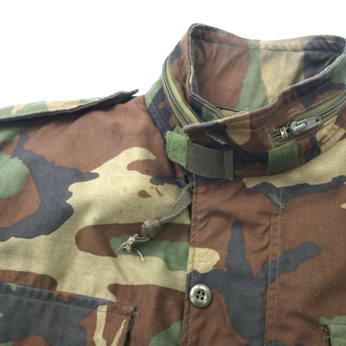 US ARMY 80年代 M-65 フィールドジャケット M カーキ カモフラ コットン パーカー収納式 ミリタリー 8415-01-099-7835 WINFIELD MFG.