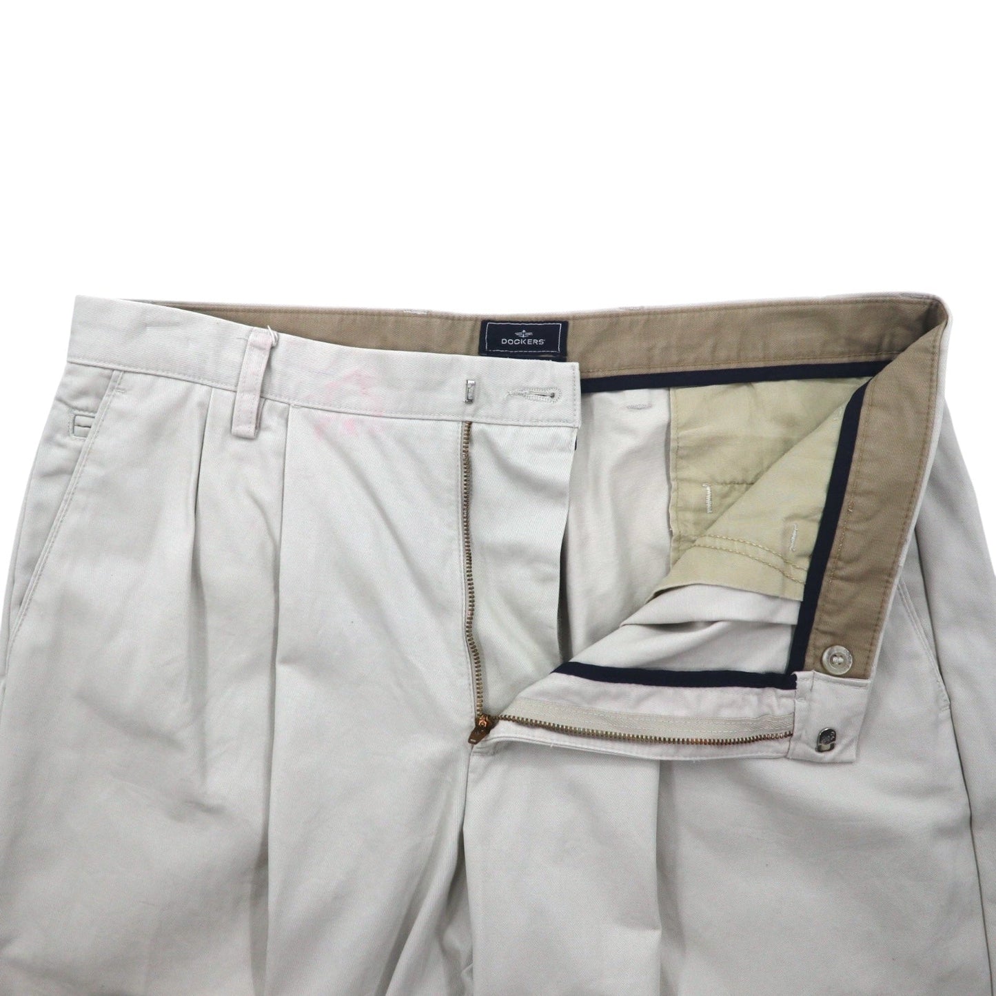 DOCKERS ( Levi's ) RELAXED FIT タック ワイドチノパンツ 36 ベージュ コットン