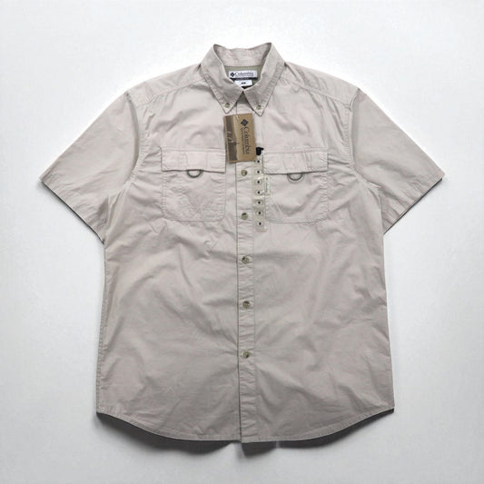 Columbia 半袖 ボタンダウン フィッシングシャツ M ベージュ ポリエステル Marquam Trail S/S Shirt AM7240 スリランカ製 未使用品