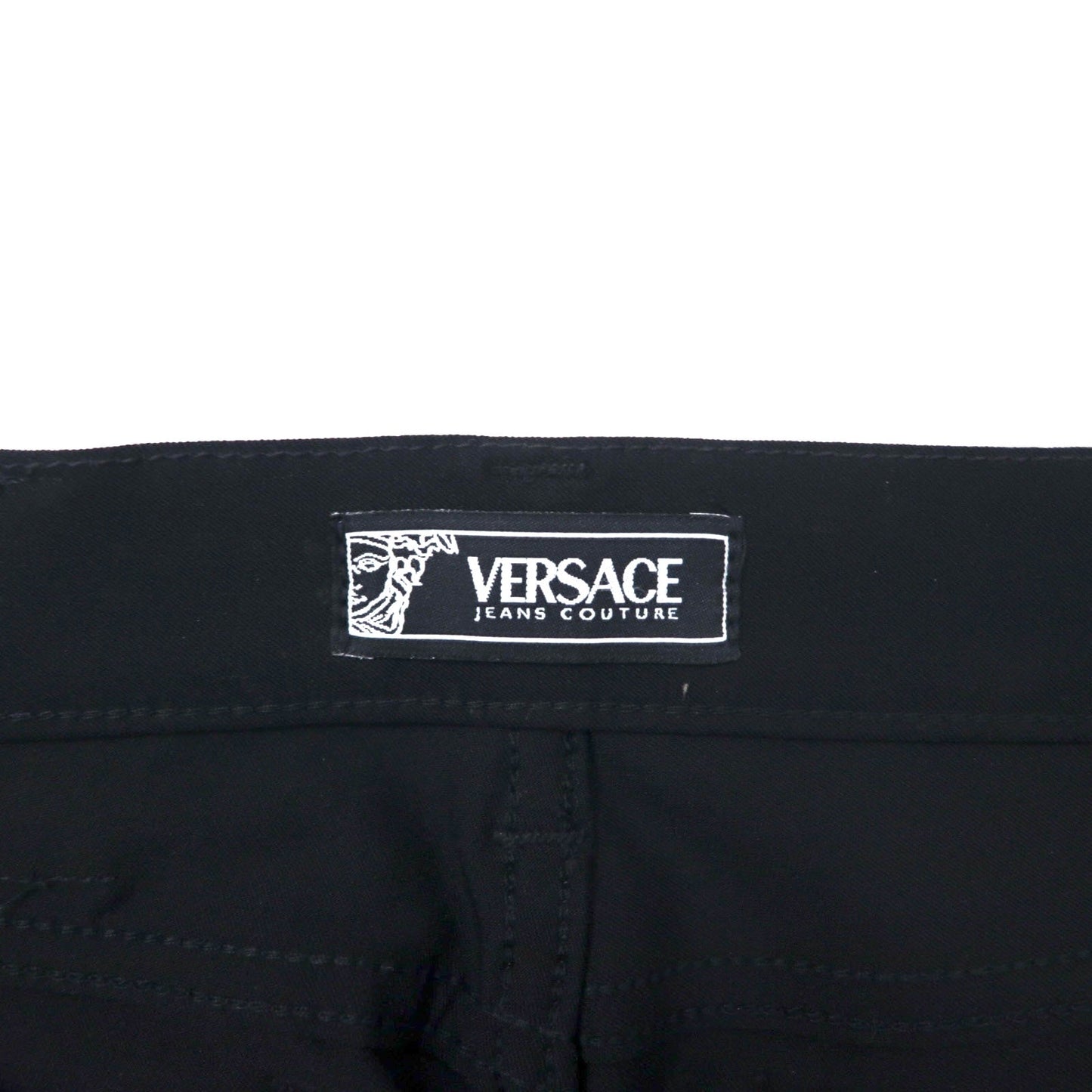 VERSACE JEANS COUTURER イタリア製 ブーツカット パンツ 26 ブラック ポリエステル ストレッチ