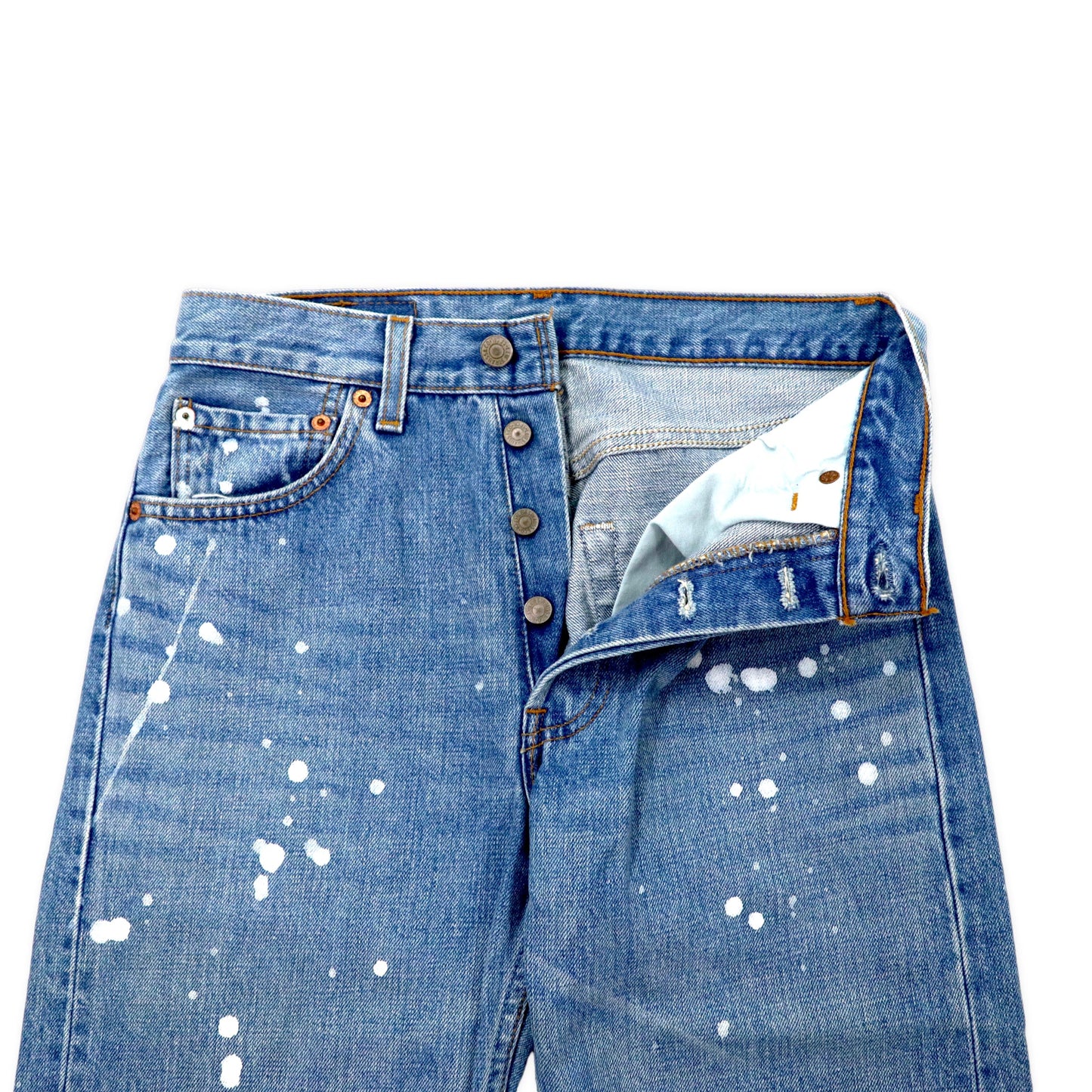 Levi's USA製 90年代 501 デニムパンツ 28 ブルー ペイント ダメージ加工