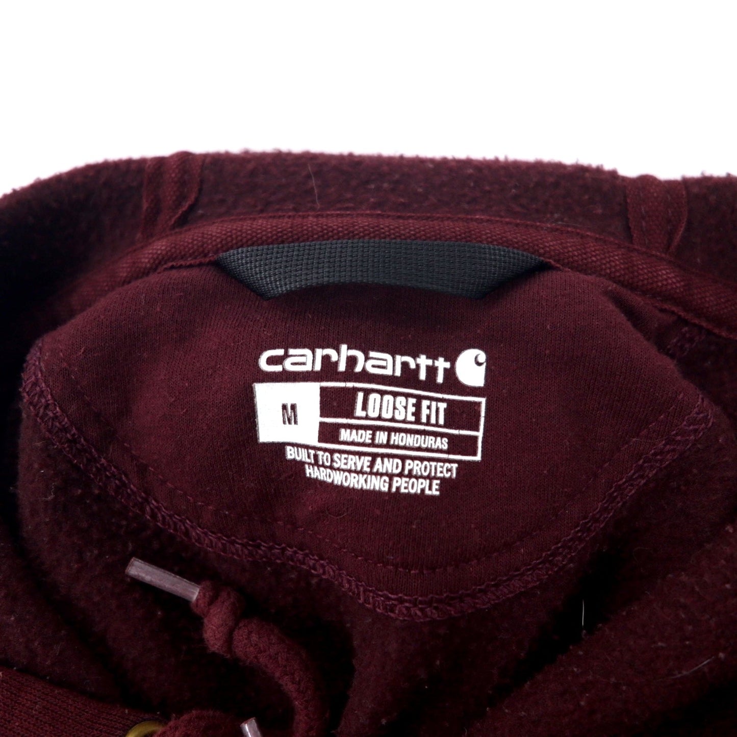 Carhartt ルーズフィット プルオーバーパーカー M ボルドー コットン 裏起毛 袖ロゴ MIDWEIGHT HOODED LOGO SWEATSHIRT K288 ホンジュラス製