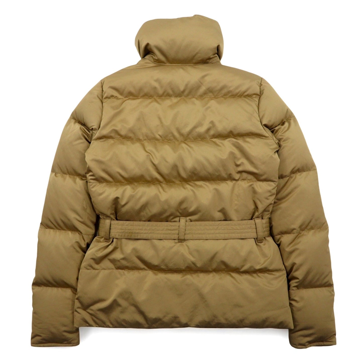RALPH LAUREN ダウンジャケット S ベージュ ポリエステル ロゴ ベルト バックル ダブルジップ