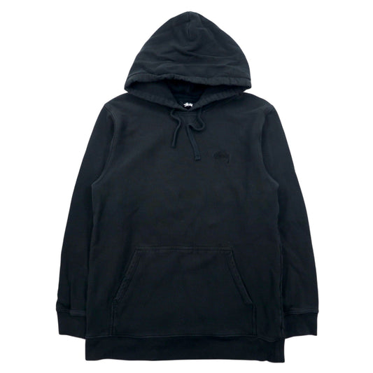 stussy リバースウィーブ REVERSE WEAVE プルオーバー パーカー L ブラック コットン ワンポイントロゴ 刺繍