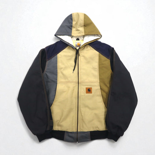 carhartt リメイク 再構築 カラーブロック ダック アクティブジャケット パーカー L マルチカラー クレイジーパターン コットン