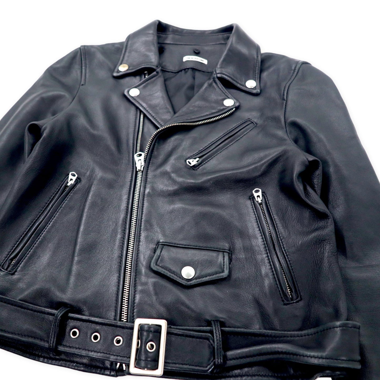 FREAK'S STORE ダブル ライダースジャケット S ブラック 羊革 ラムレザー ムートン襟着脱式 IDEALジップ