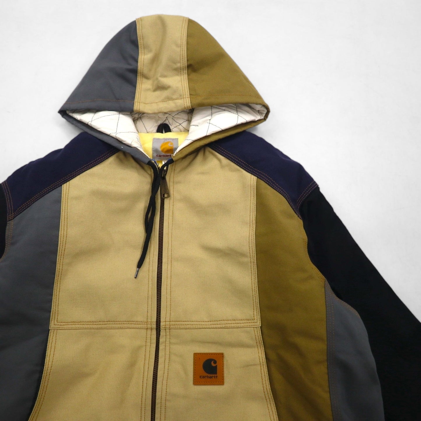 carhartt リメイク 再構築 カラーブロック ダック アクティブジャケット パーカー L マルチカラー クレイジーパターン コットン