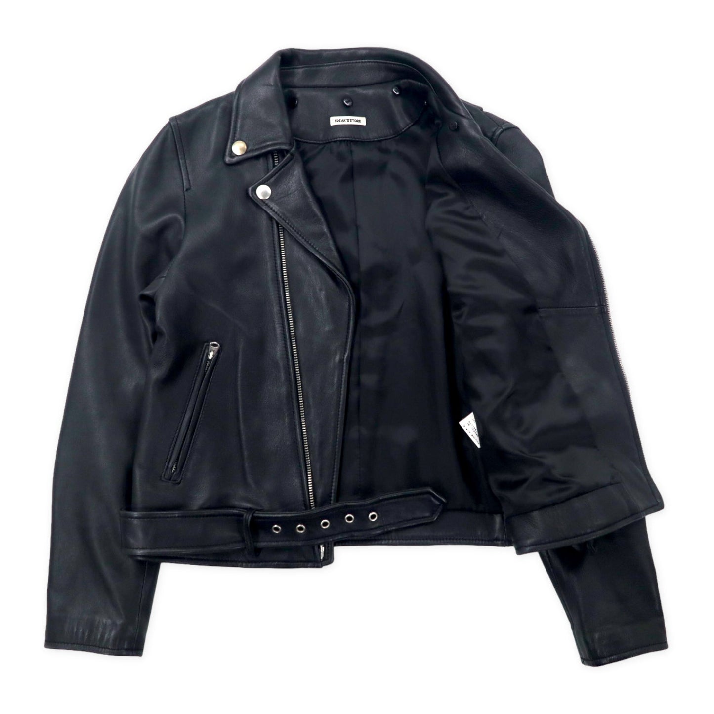 FREAK'S STORE ダブル ライダースジャケット S ブラック 羊革 ラムレザー ムートン襟着脱式 IDEALジップ