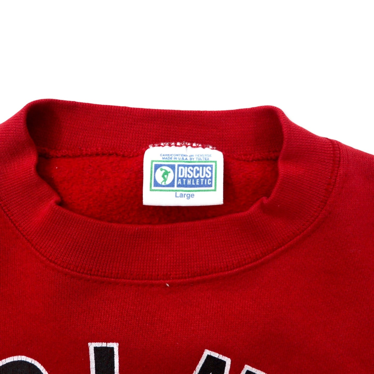 DISCUS ATHLETIC USA製 90年代 プリント スウェット L レッド コットン 両面プリント LINCOLN WAY