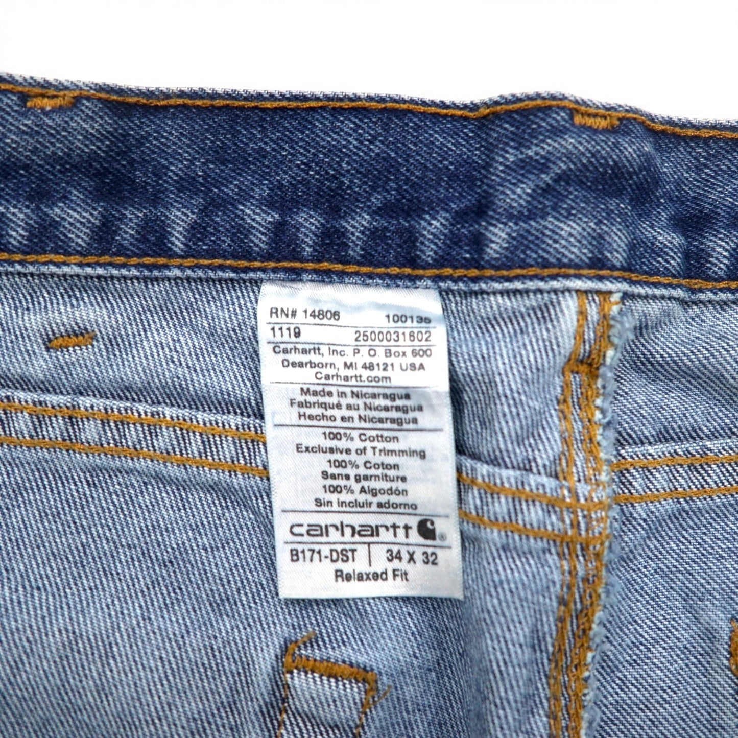 Carhartt リラックスフィット ペインター デニムパンツ 34 インディゴ ブルー RELAXED FIT CARPENTER JEAN B171 DST ニカラグア製