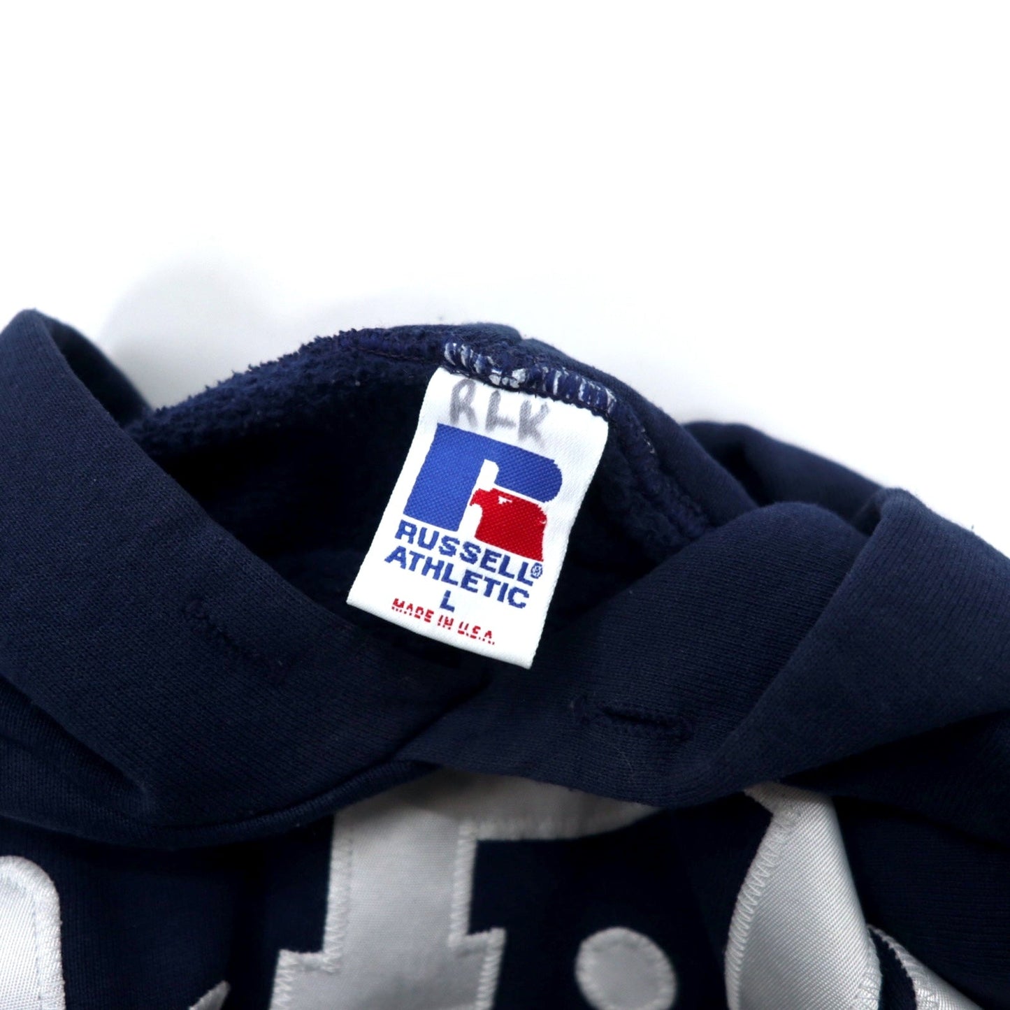RUSSELL ATHLETIC USA製 90年代 カレッジ プルオーバーパーカー L ネイビー コットン S.P.U. HOCKEY