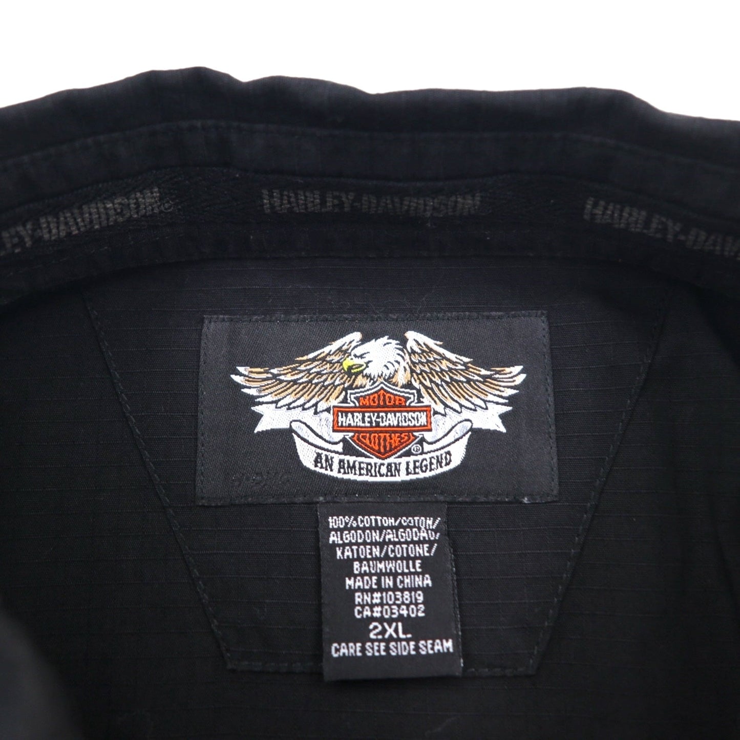 HARLEY DAVIDSON チェッカーフラッグ レーシングシャツ 2XL ブラック ロゴワッペン 胸ポケット