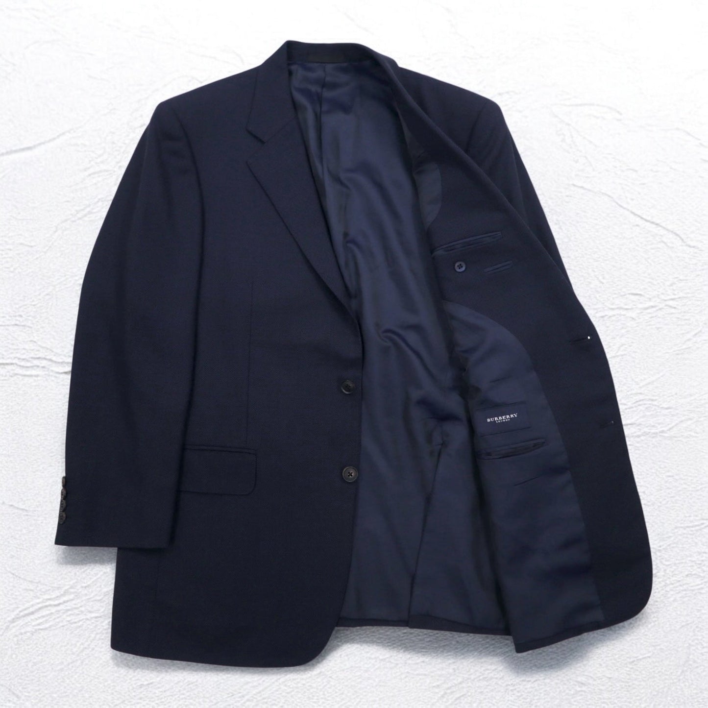 BURBERRY 2B テーラードジャケット スーツ XL ネイビー ウール 羊毛 SUPER 100s 日本製