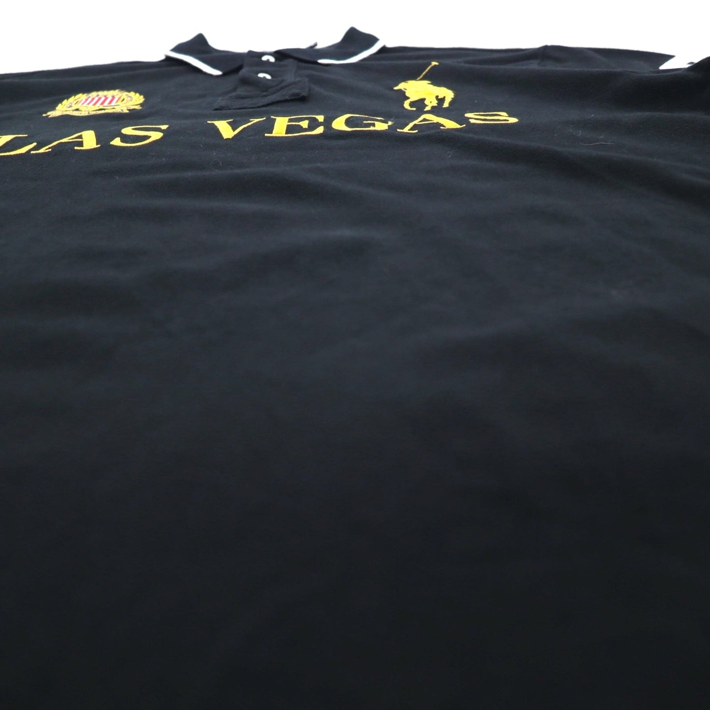 POLO RALPH LAUREN ビッグポニー刺繍 ポロシャツ 2XL ブラック コットン 鹿の子 LAS VEGAS ナンバリング