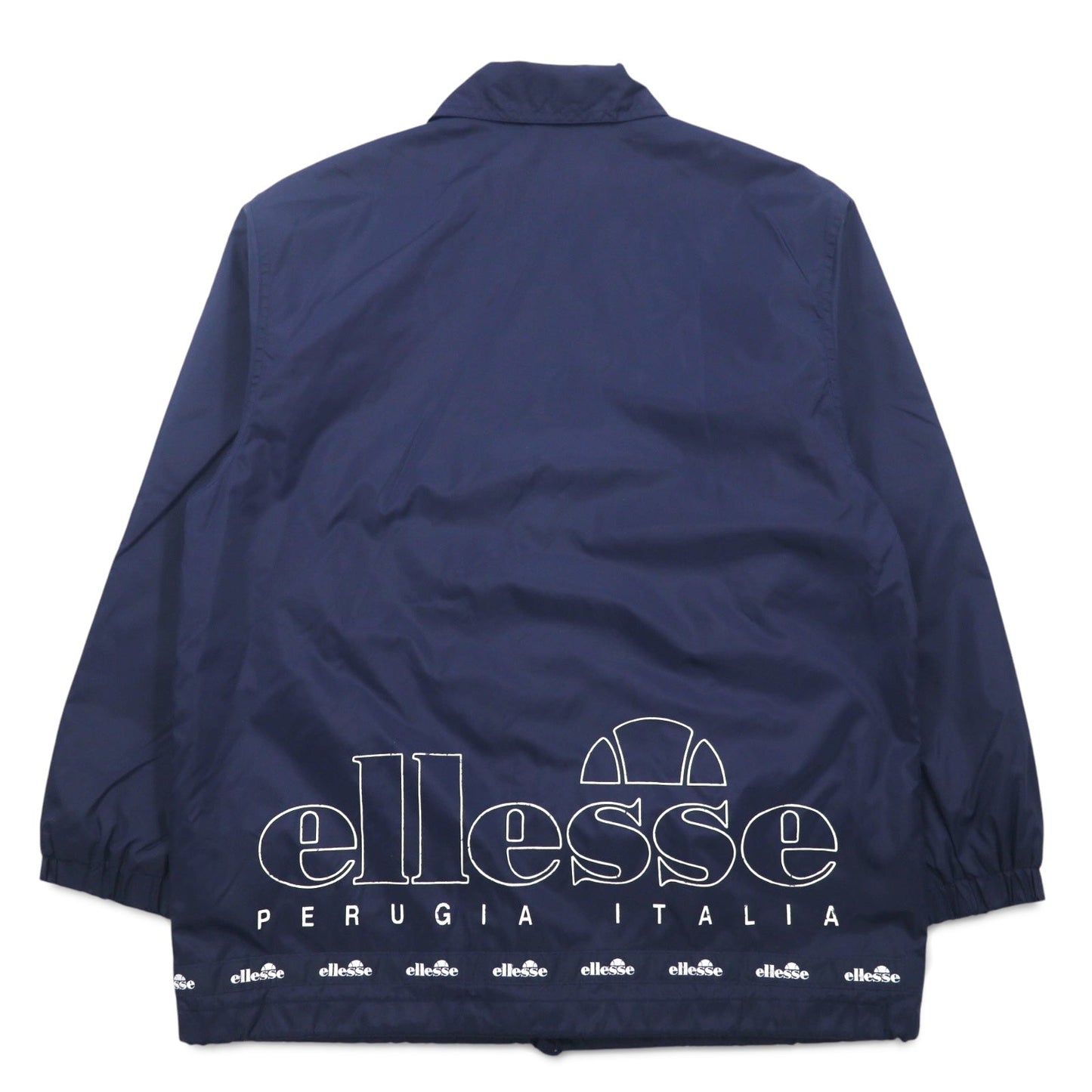 ellesse 90年代 コーチジャケット M ネイビー ポリエステル テープロゴ スナップボタン