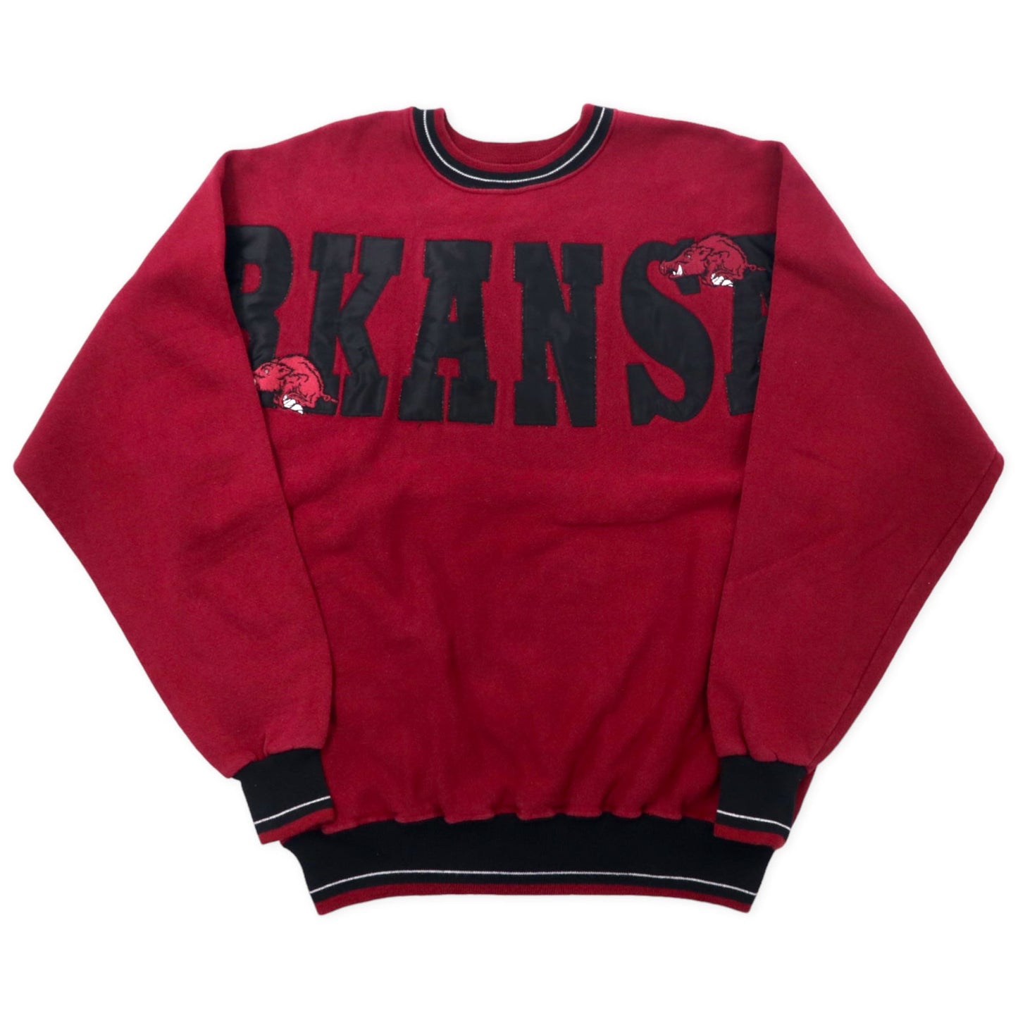 LEGENDS USA製 リブライン カレッジスウェット L ボルドー コットン 裏起毛 NCAA ARKANSAS UNIVERSITY ビッグサイズ