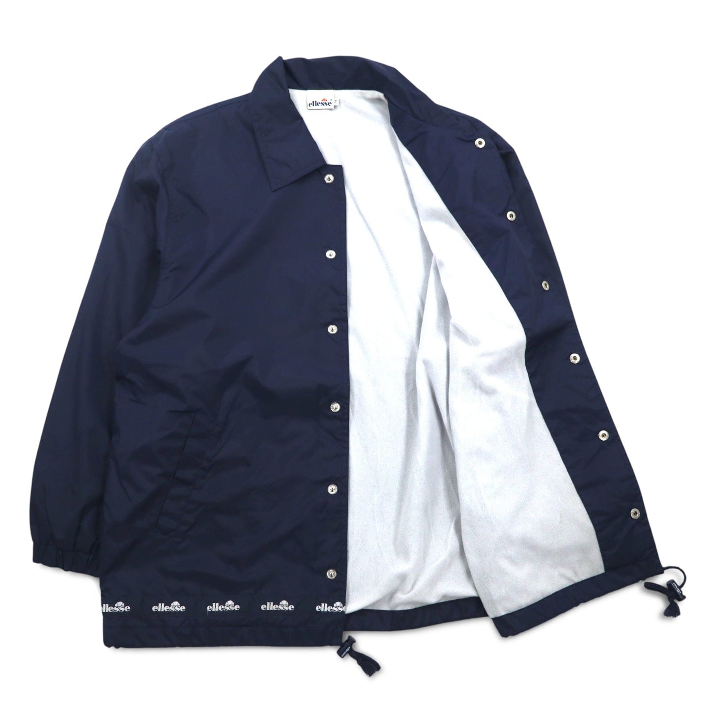 ellesse 90年代 コーチジャケット M ネイビー ポリエステル テープロゴ スナップボタン