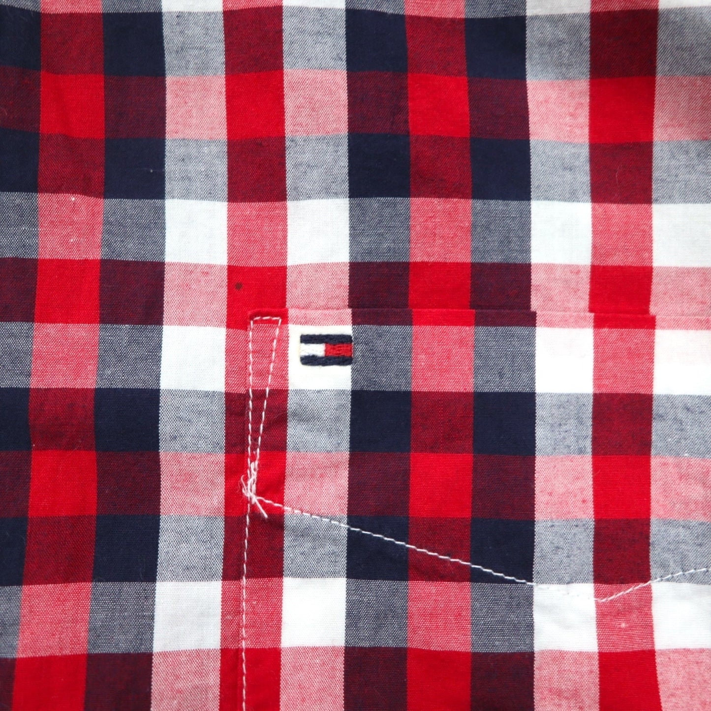 TOMMY HILFIGER ビッグサイズ ボタンダウンシャツ L トリコロール レッド チェック コットン