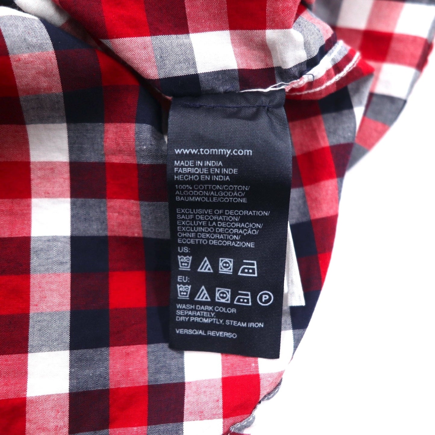 TOMMY HILFIGER ビッグサイズ ボタンダウンシャツ L トリコロール レッド チェック コットン