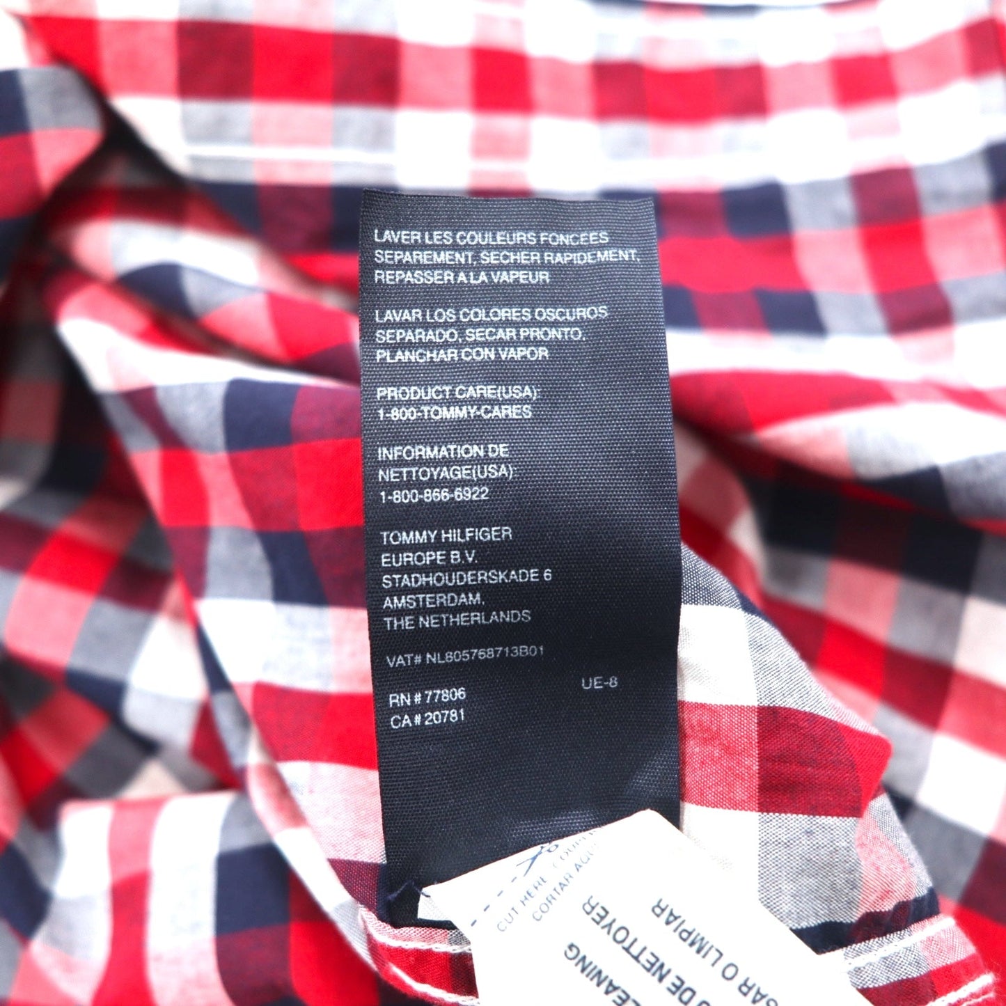 TOMMY HILFIGER ビッグサイズ ボタンダウンシャツ L トリコロール レッド チェック コットン