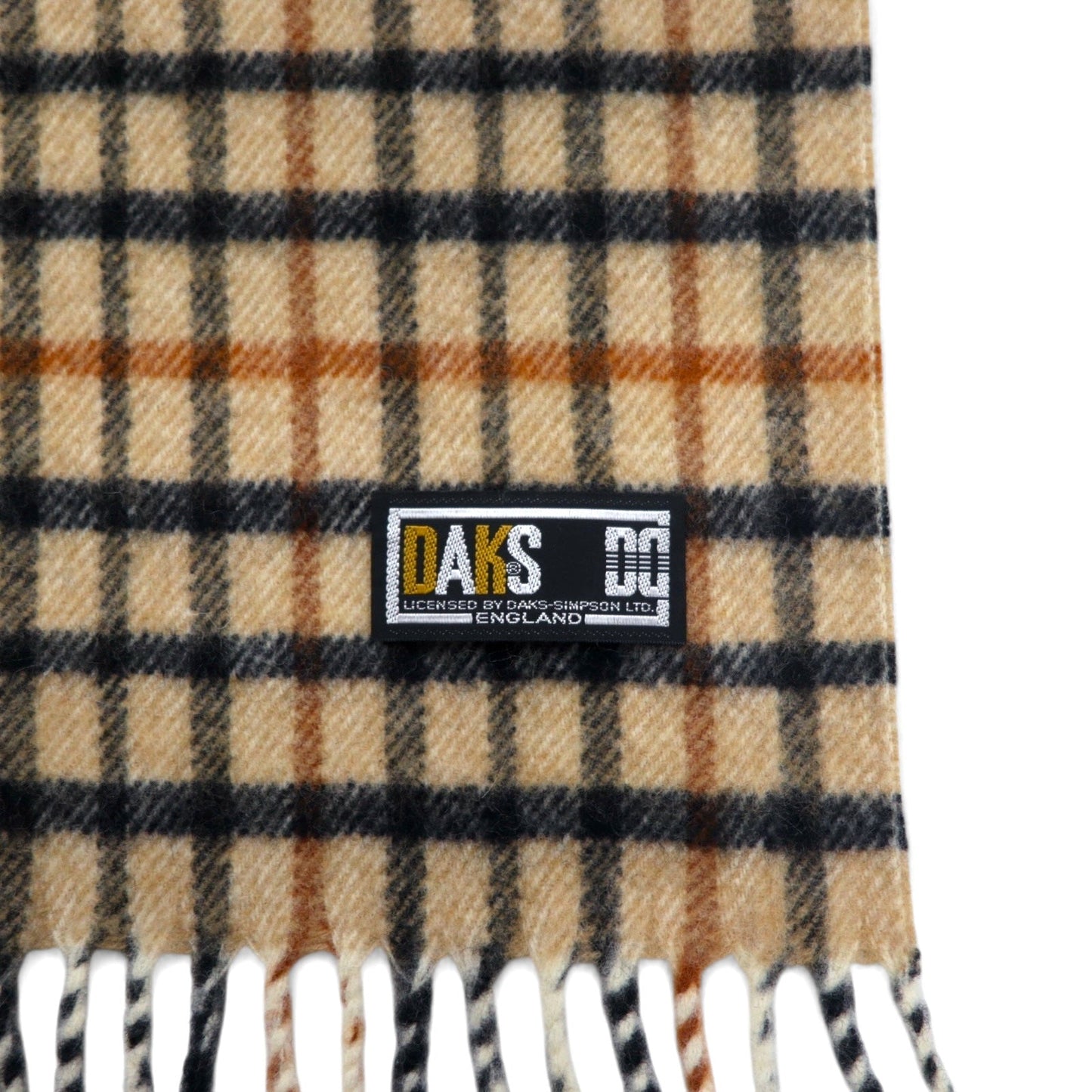 DAKS オールド カシミヤ混 マフラー ベージュ チェック ウール OMU KAWABE