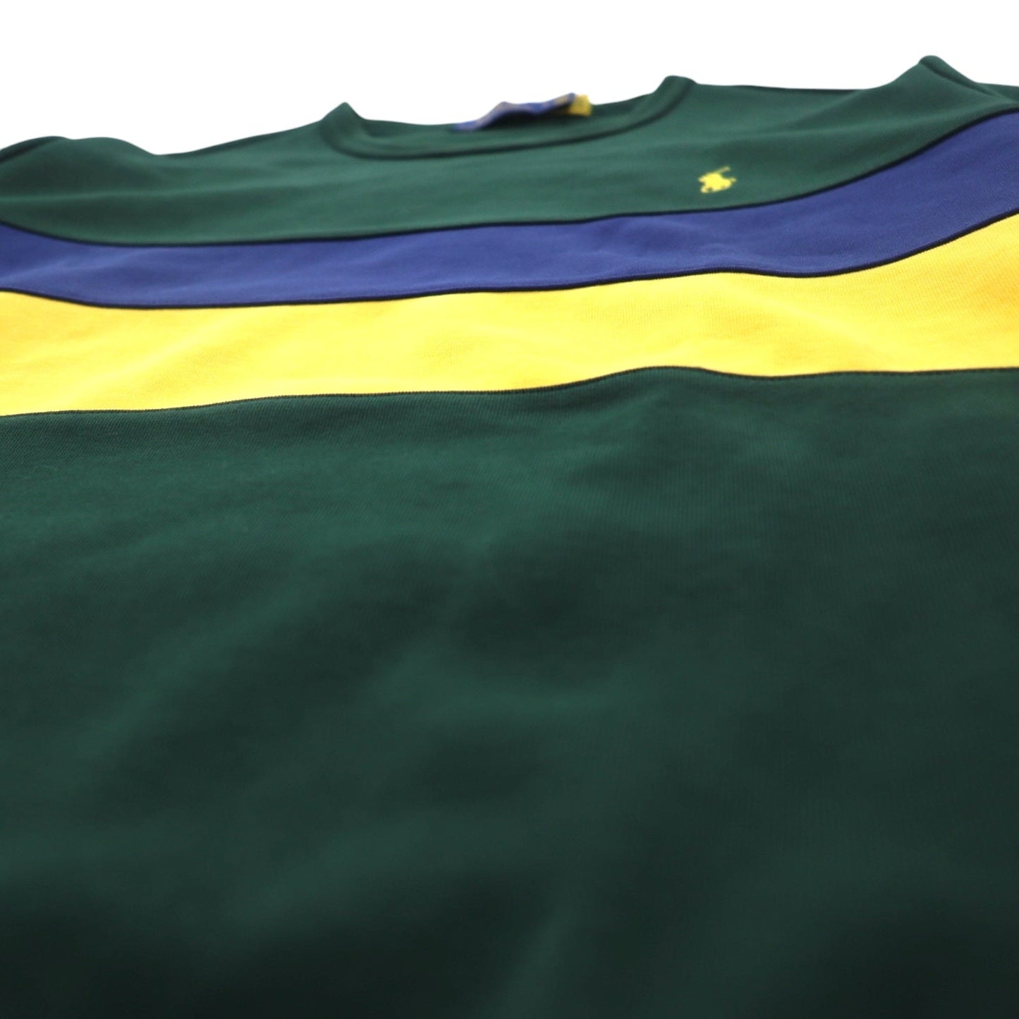 POLO RALPH LAUREN クルーネック スウェット M グリーン カラーブロック スモールポニー刺繍