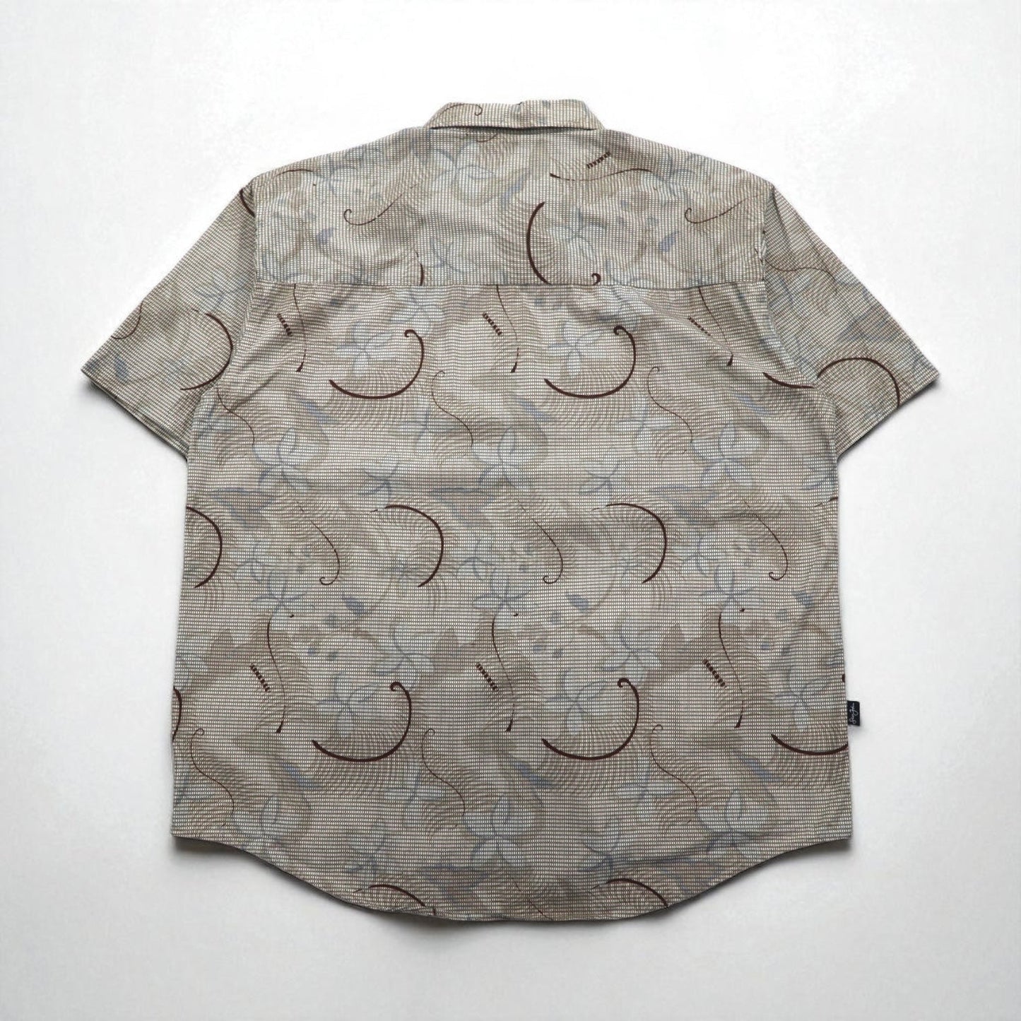 Sean John 00年代 総柄 ビッグサイズ 半袖シャツ 2XL ベージュ コットン チェック 胸ポケット