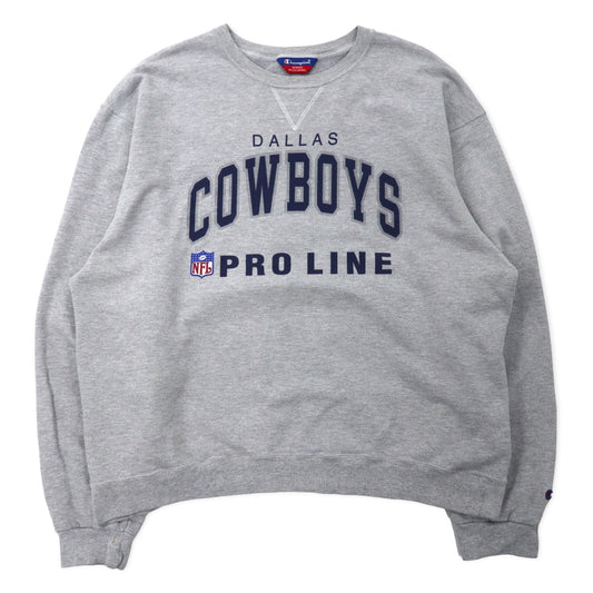 Champion フットボール プリント スウェット XL グレー コットン NFL DALLAS COWBOYS 前V ビッグサイズ