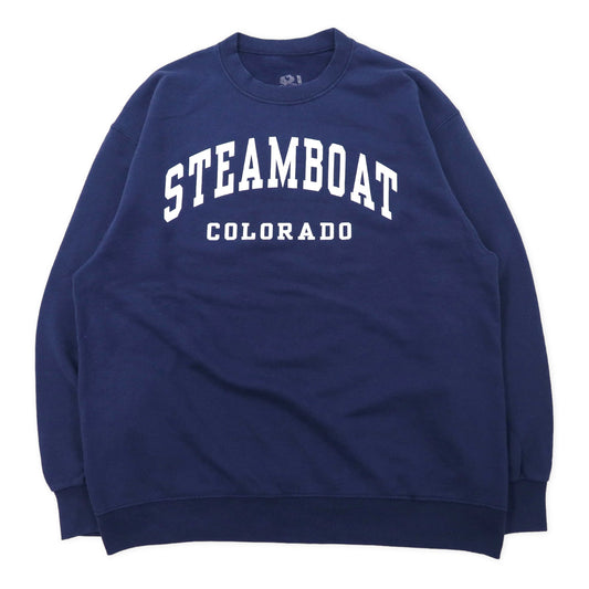 FRUIT OF THE LOOM カレッジ プリントスウェット L ネイビー コットン STEAM BOAT COLORADO