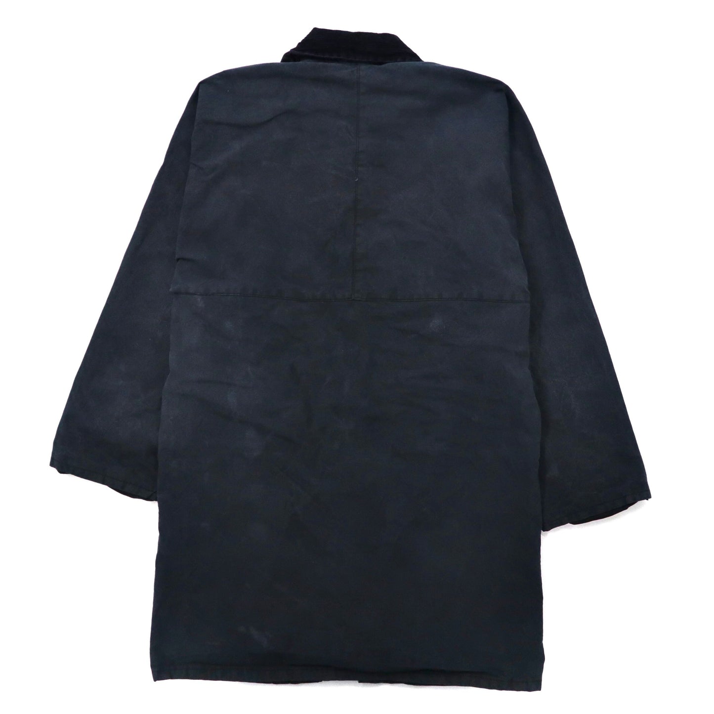 イングランド製 COUNTRY LEISURE WEAR オイルドジャケット S ネイビー コットン 裏地チェック 襟コーデュロイ