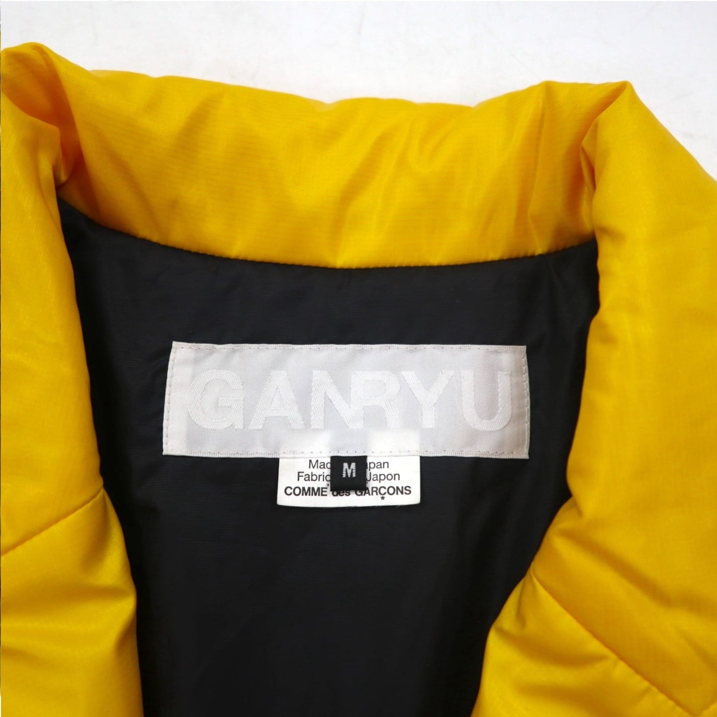 GANRYU 中綿 ダウン テーラードジャケット M イエロー ポリエステル ドローコード