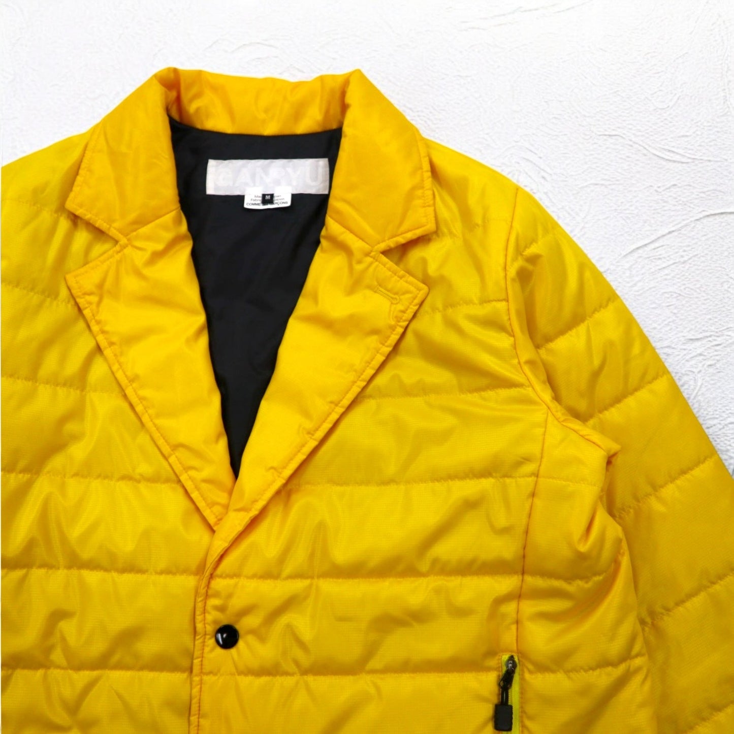 GANRYU 中綿 ダウン テーラードジャケット M イエロー ポリエステル ドローコード