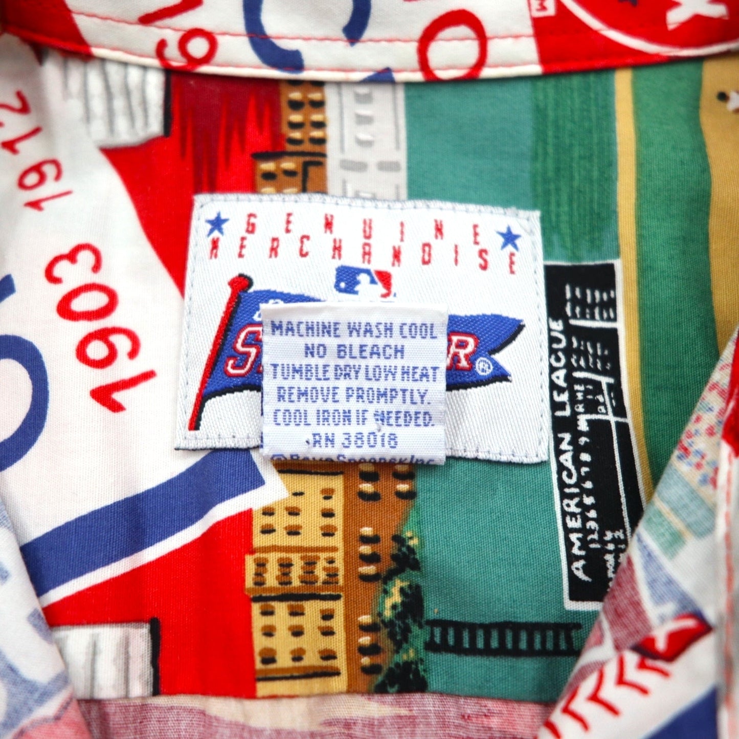 Reyn Spooner アロハシャツ L レッド 総柄 コットン MLB BOSTON RED SOX 胸ポケット