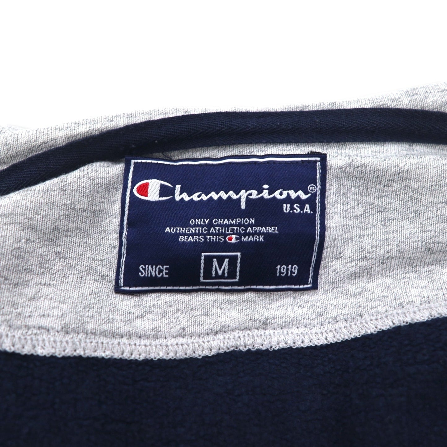 Champion イタリア製 90年代 オーバーサイズ フルジップパーカー M ネイビー ワンポイントロゴ刺繍