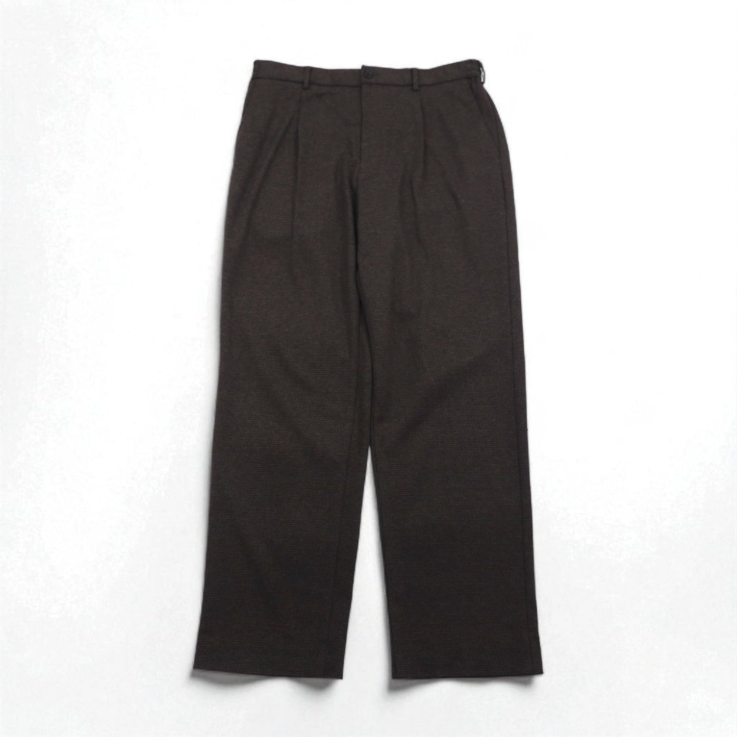 UNIQLO タック ワイドパンツ チェック イージー スラックス XL ブラウン コットン