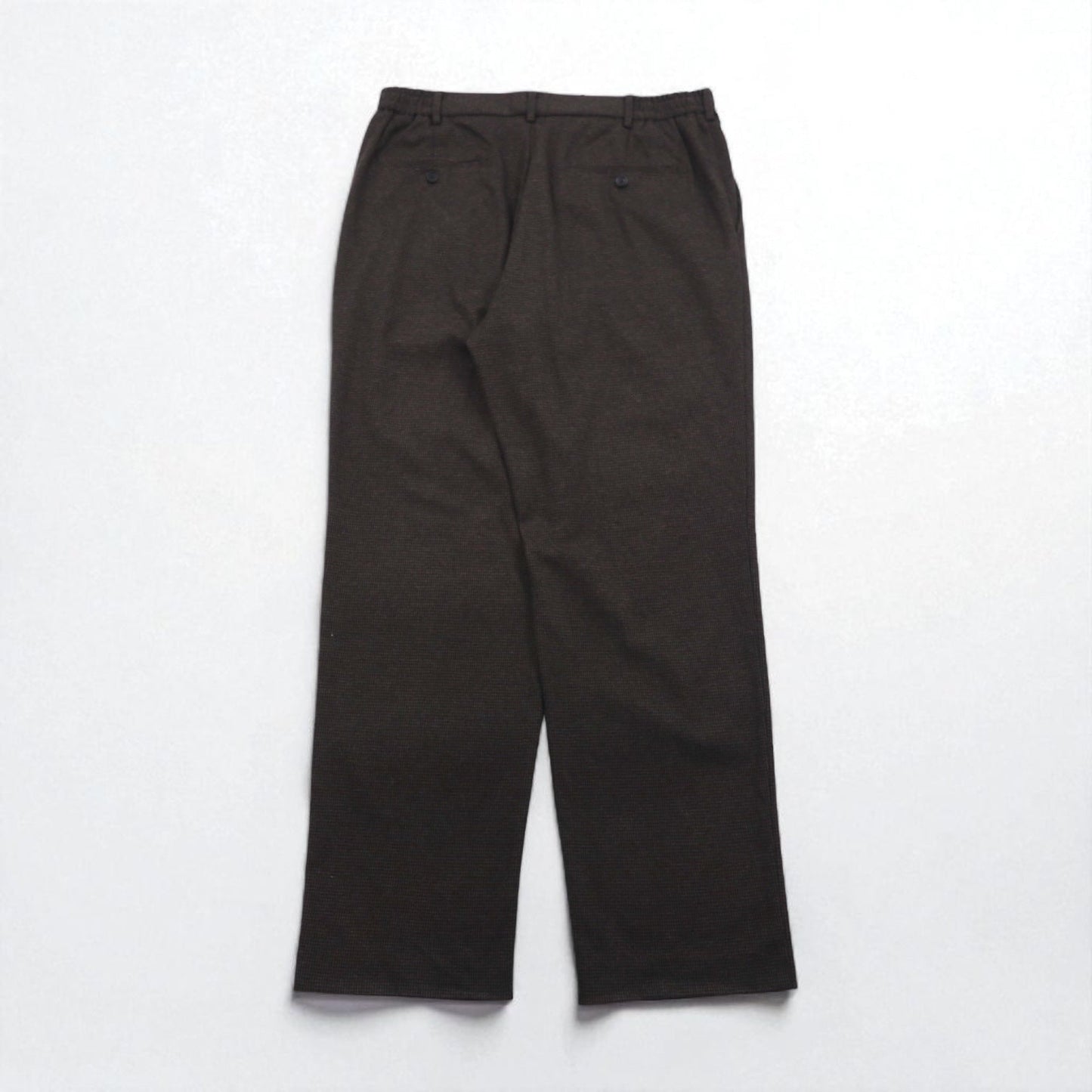 UNIQLO タック ワイドパンツ チェック イージー スラックス XL ブラウン コットン