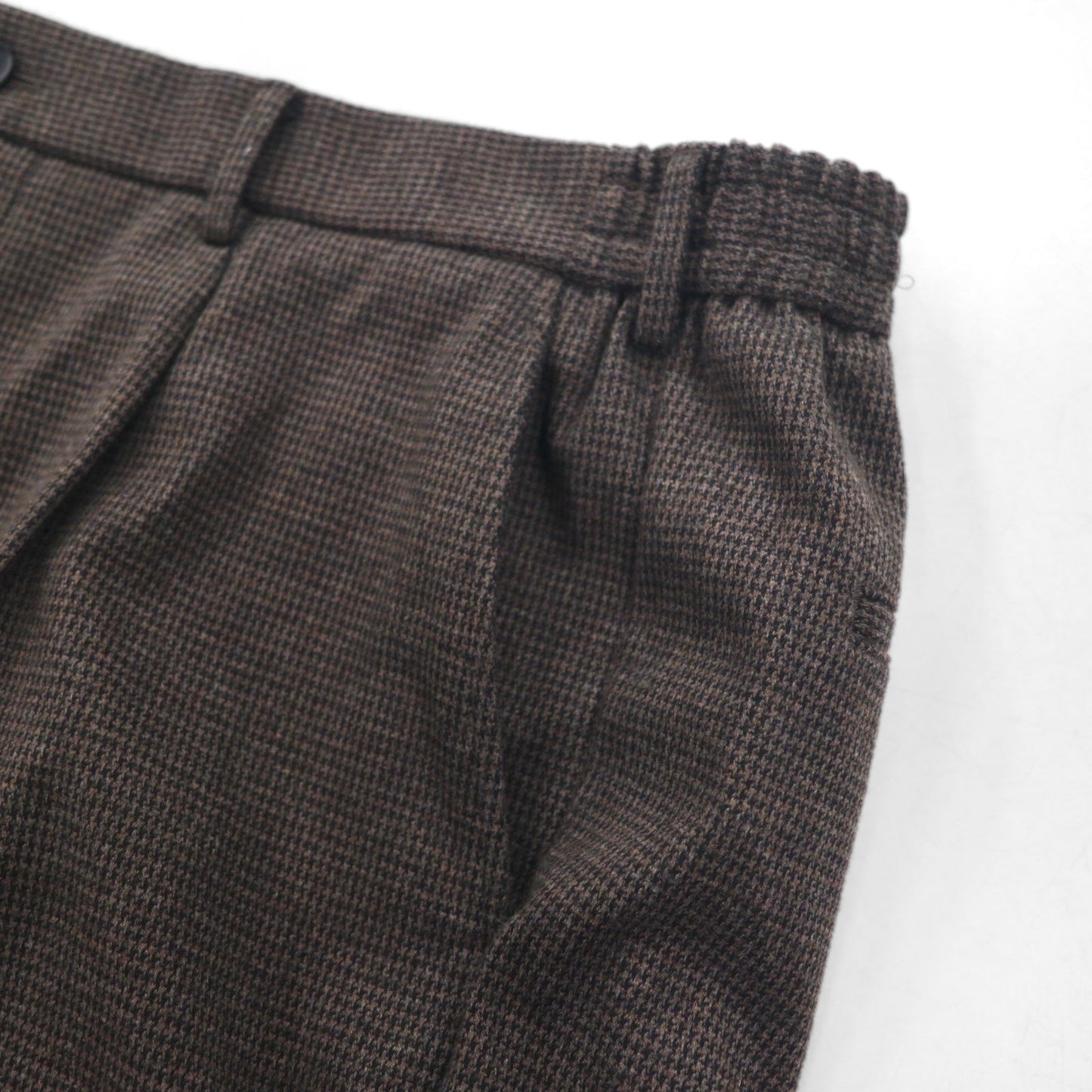 UNIQLO タック ワイドパンツ チェック イージー スラックス XL ブラウン コットン