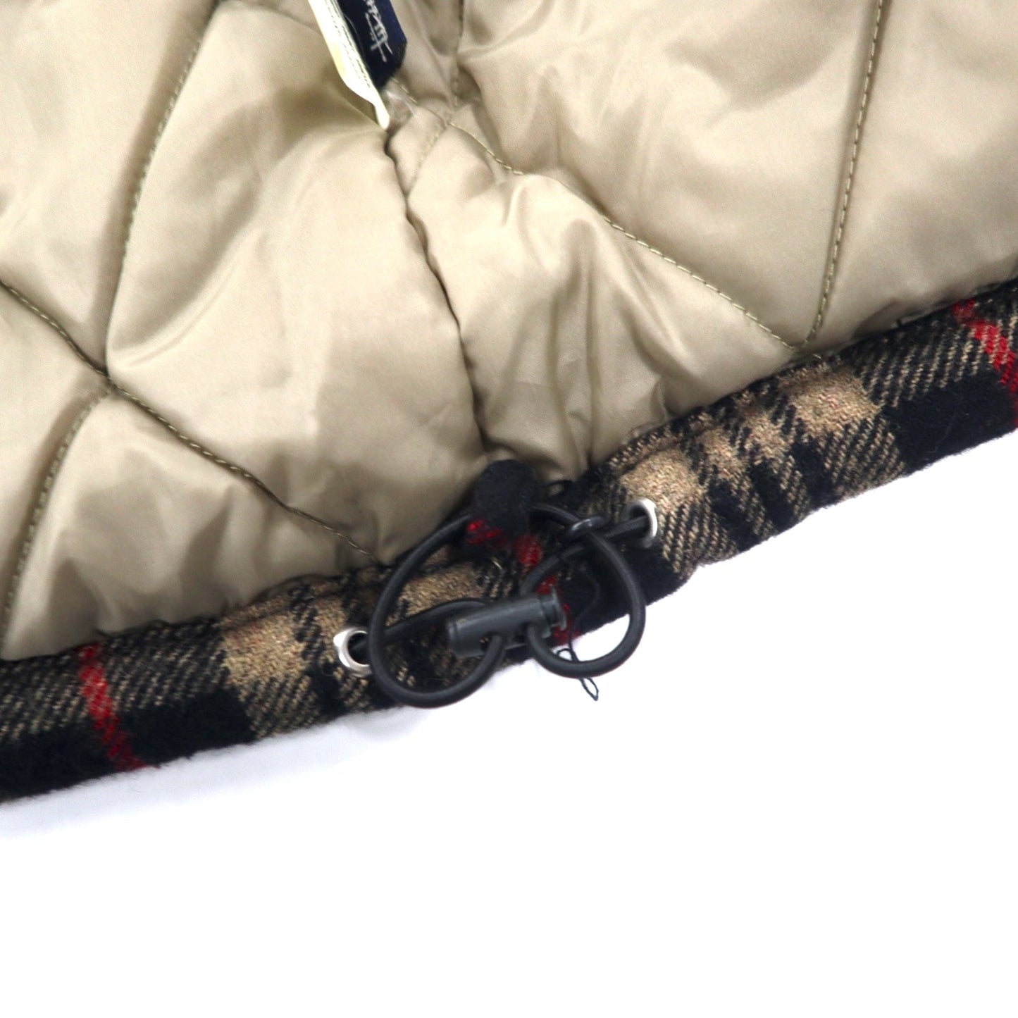 stussy ツイードインサレーションパーカー 中綿 L ブラウン グレンチェック ウール キルティングライナー Thermolite PLUS  ダウン フード着脱式