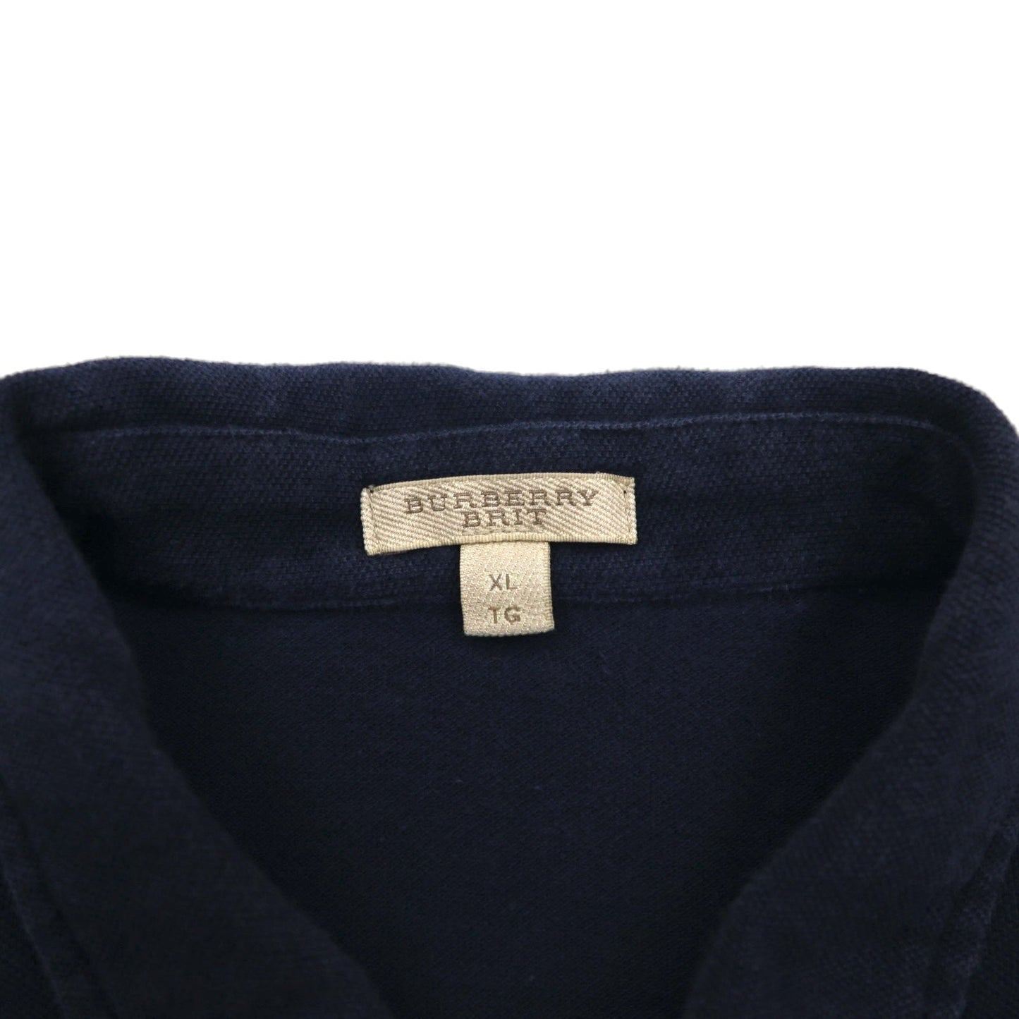 BURBERRY BRIT ノバチェック切り替え ポロシャツ XL ネイビー コットン 鹿の子 ワンポイントロゴ刺繍 トルコ製