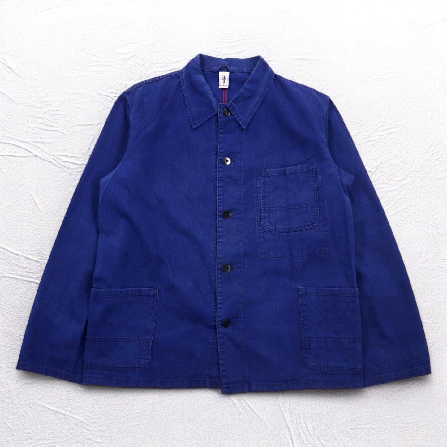 Vintage 70s German Made Euro Work Jacket 70年代 ドイツ製 BUCKING DREINAHT ユーロワーク カバーオール L ブルー ヘリンボーン SANFOR