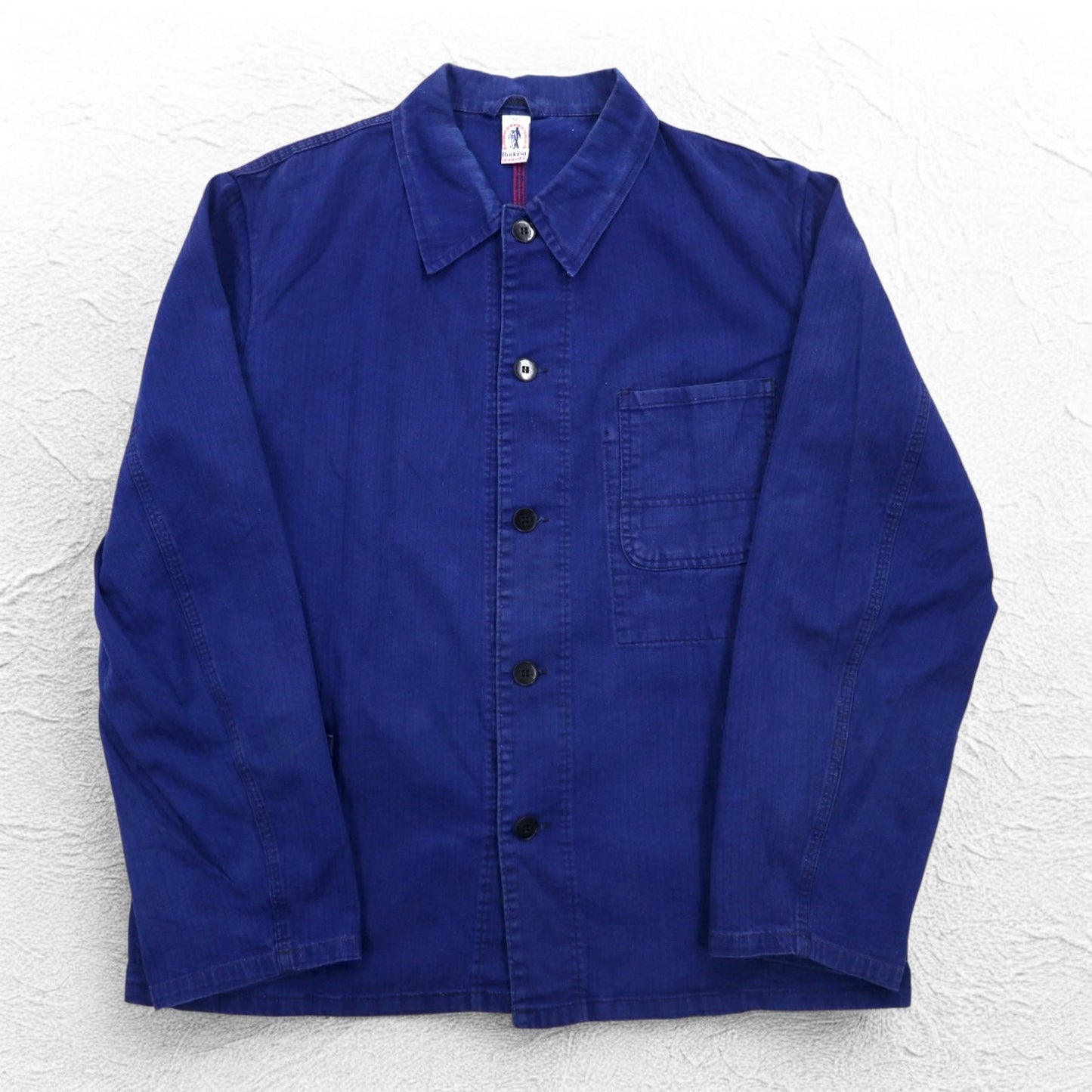 Vintage 70s German Made Euro Work Jacket 70年代 ドイツ製 BUCKING DREINAHT ユーロワーク カバーオール L ブルー ヘリンボーン SANFOR