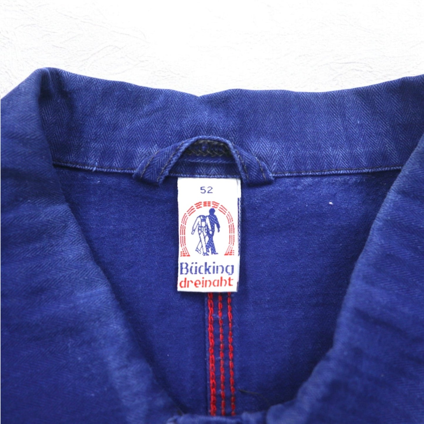 Vintage 70s German Made Euro Work Jacket 70年代 ドイツ製 BUCKING DREINAHT ユーロワーク カバーオール L ブルー ヘリンボーン SANFOR