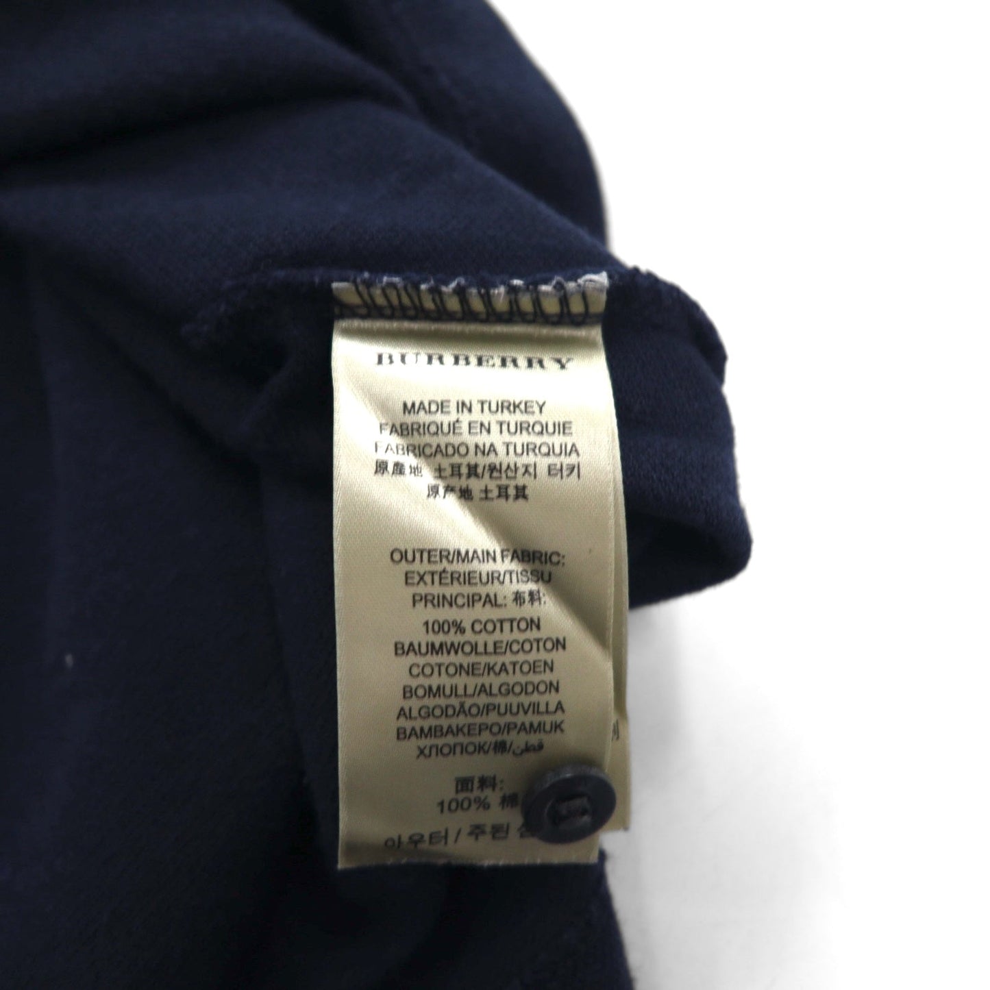 BURBERRY BRIT ノバチェック切り替え ポロシャツ XL ネイビー コットン 鹿の子 ワンポイントロゴ刺繍 トルコ製